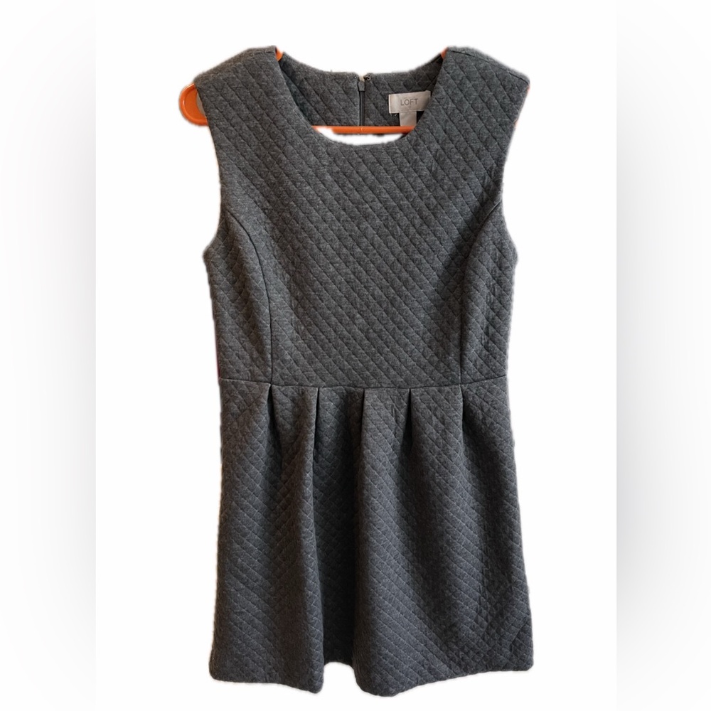 Ann Taylor Loft Grey Midi Quilted Dress